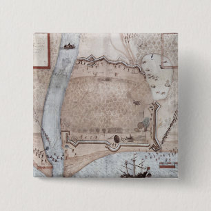Fortified Encampment, Puerto Rico 2 Inch Square Button