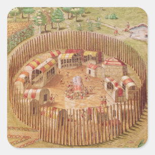 Fortified Indian Village, from 'Brevis Square Sticker