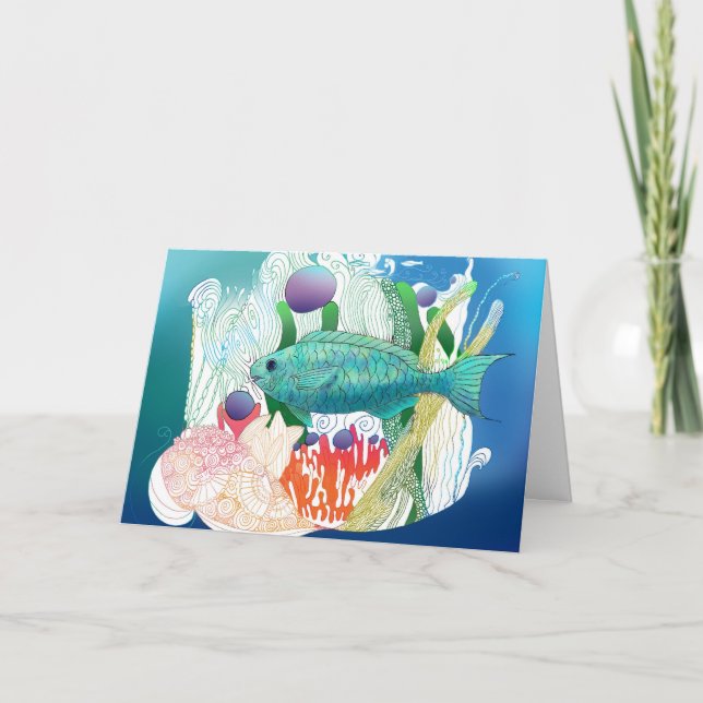 Fortnight Fish says hello. Card (Front)