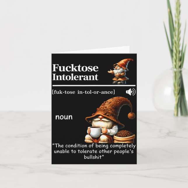 Fortose Intolerant Definition Funny Gnome Coffee  Card (Front)