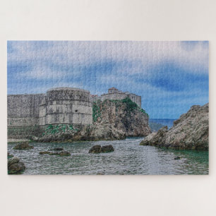 Fortress walls, rocky coast and sea in Croatia Jigsaw Puzzle