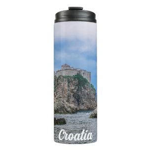 Fortress walls, rocky coast and sea in Croatia Thermal Tumbler