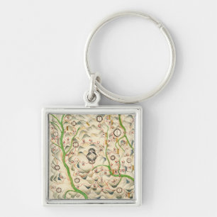 Fortresses in Xin Xi Ying, Yunnan Provence Map Keychain