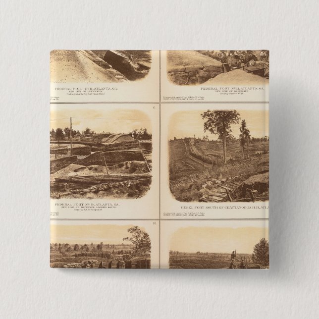 Forts, batteries, Atlanta, Ga 2 Inch Square Button (Front)