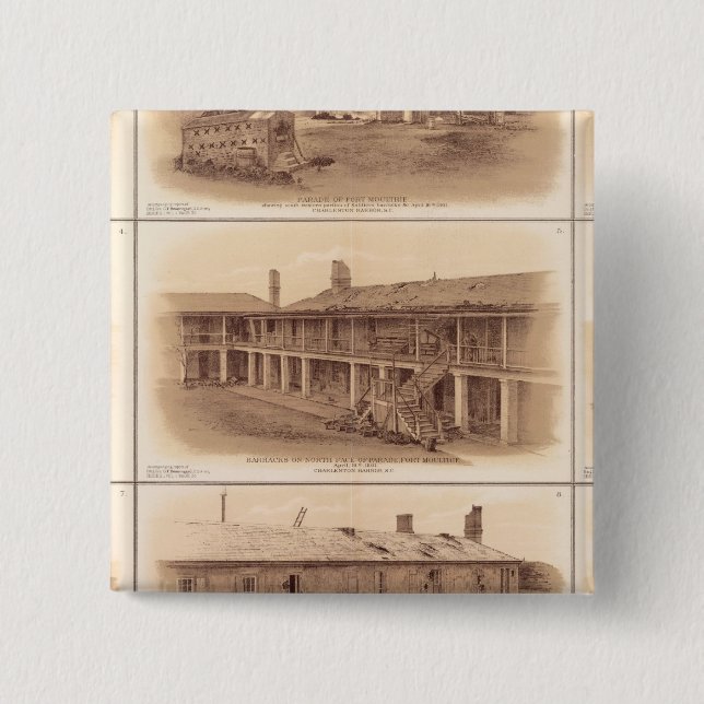 Forts Sumter & Moultrie 2 Inch Square Button (Front)