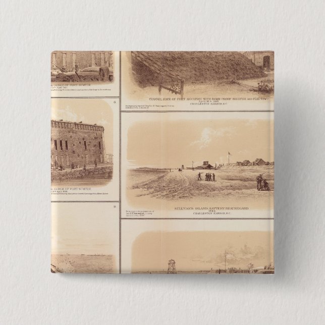 Forts Sumter & Moultrie, Sullivan's Island 2 Inch Square Button (Front)