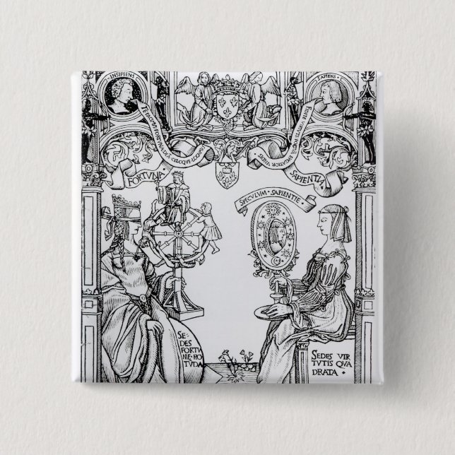 Fortune and Wisdom 2 Inch Square Button (Front)