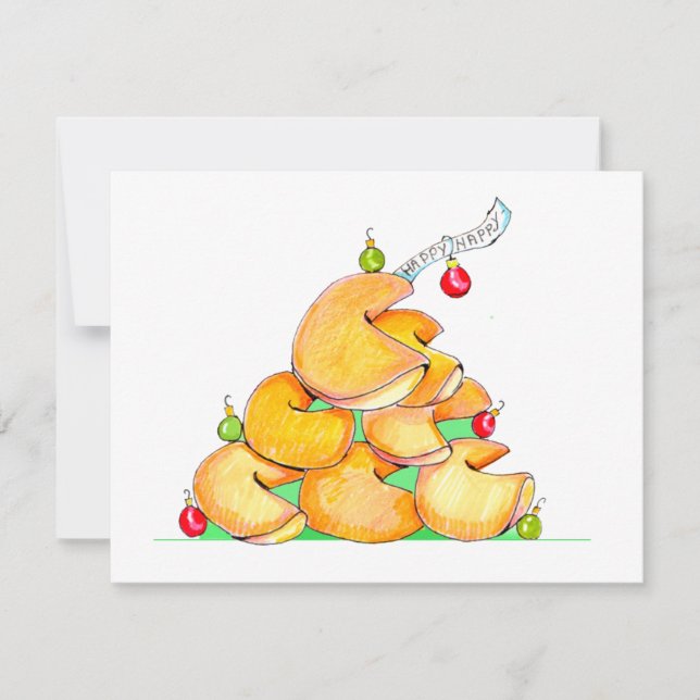 Fortune Cookie Christmas Tree Invitation (Front)