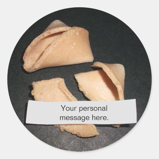 Fortune Cookie with Personalized Fortune Stickers (Front)
