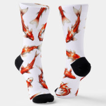 Fortune fish, swimming koi, watercolor