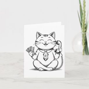 Fortune Kitty Meme Graphic Kawaii Maneki Neko Doll Card
