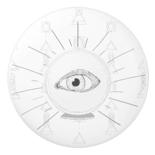 Fortune Teller Eye Seer Esoteric Crystal Ball Ceramic Knob