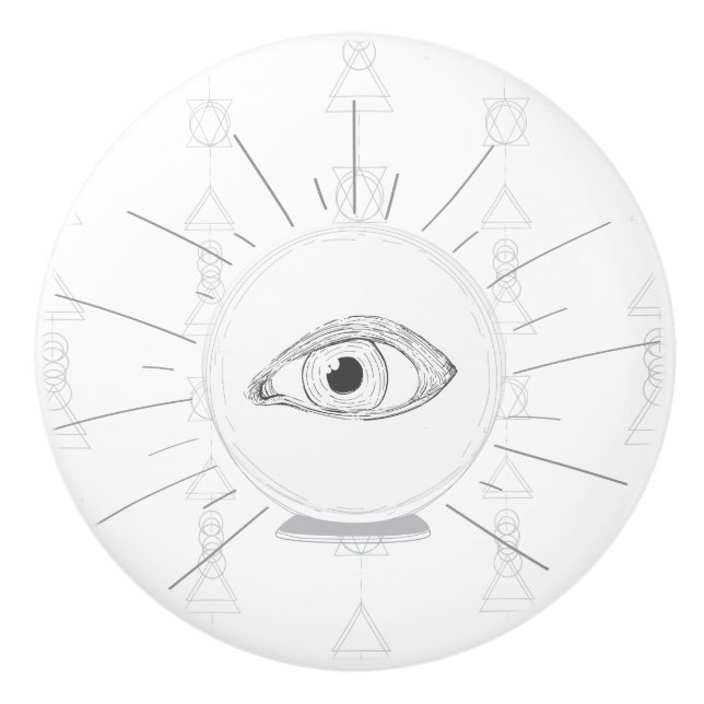 Fortune Teller Eye Seer Esoteric Crystal Ball Ceramic Knob (Front)
