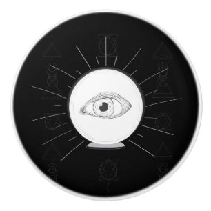 Fortune Teller Eye Seer Esoteric Crystal Ball Ceramic Knob