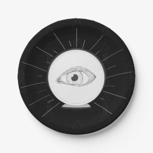 Fortune Teller Eye Seer Esoteric Crystal Ball Paper Plate