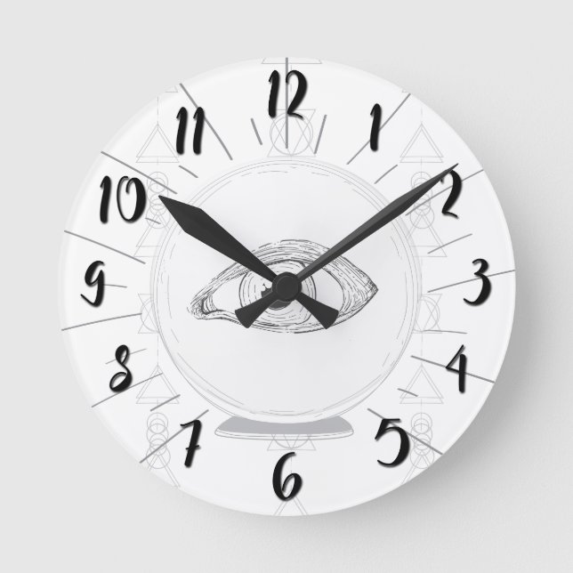 Fortune Teller Eye Seer Esoteric Crystal Ball Round Clock (Front)