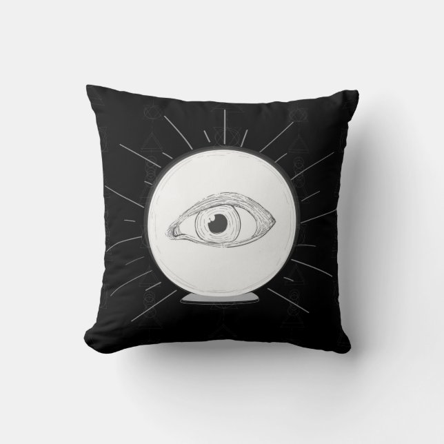Fortune Teller Eye Seer Esoteric Crystal Ball Throw Pillow (Front)