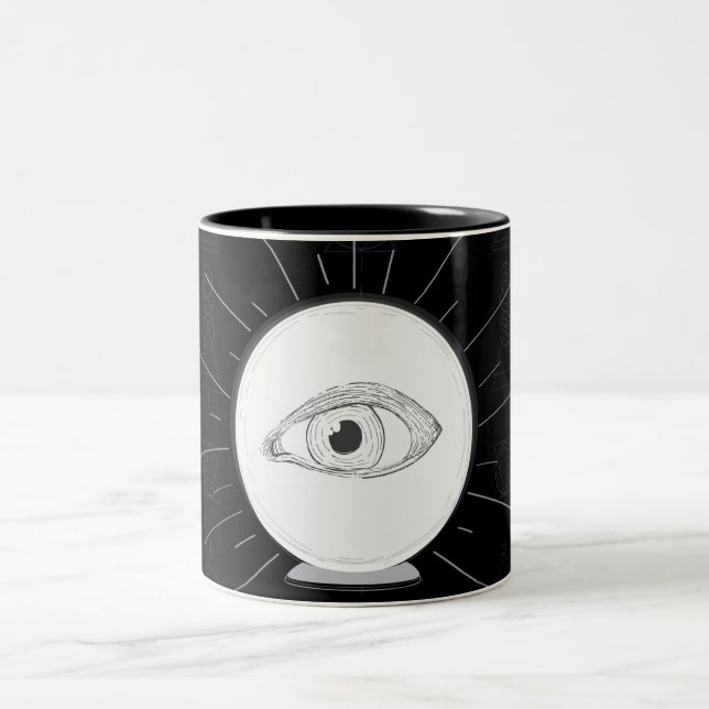 Fortune Teller Eye Seer Esoteric Crystal Ball Two-Tone Coffee Mug (Center)
