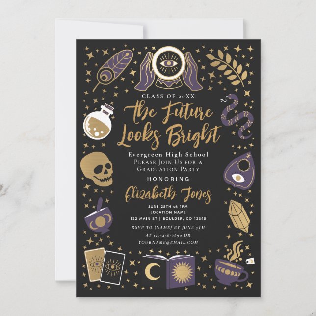 Fortune Teller Future Witchy Graduation Party  Invitation (Front)