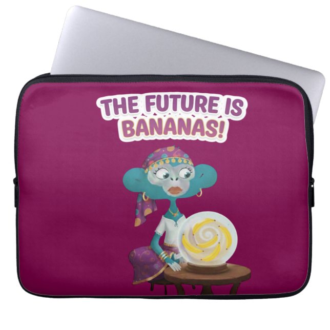 Fortune teller monkey laptop sleeve (Front)