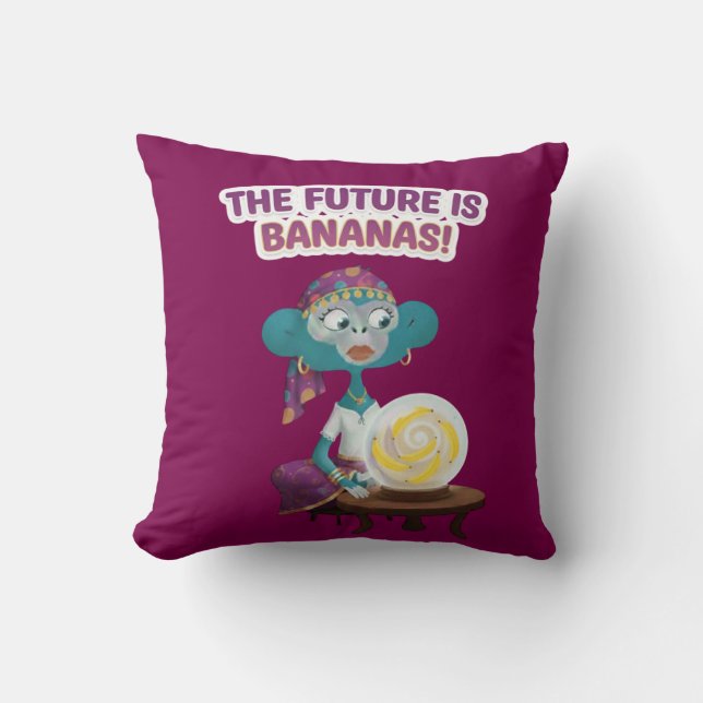 Fortune teller monkey throw pillow (Front)