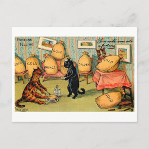 Fortune Telling Cats You Will Come into a Fortune Postcard