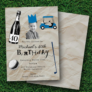Forty 40th Birthday Custom Photo Funny Golf Invitation