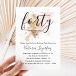 Forty 40th Birthday Invitation For Woman<br><div class="desc">This 40th Birthday Invitation features a pink and gold watercolor splash and a modern chic font combination. With its girly vibes, it is perfect for a modern chic woman. Do you need it for a different age? No problem, it can be personalized by clicking the "PERSONALIZE" button and you can...</div>