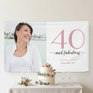 Forty and Fabulous Bold Photo 40th Birthday Party Banner