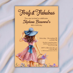 Forty and Fabulous Elegant Woman's 40th Birthday  Invitation