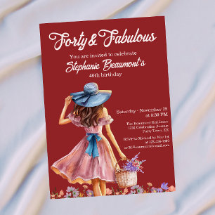 Forty and Fabulous Elegant Woman's 40th Birthday  Invitation