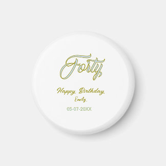 forty birthday name date blue green pastel trendy magnet