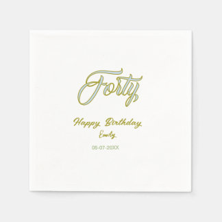 forty birthday name date blue green pastel trendy napkin