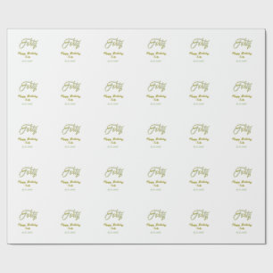 forty birthday name date blue green pastel trendy  wrapping paper