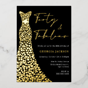 Forty & Fab Dress 40th Birthday Black & Gold 