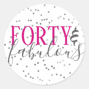 Forty & Fabulous Confetti Birthday Party Stickers