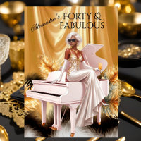Forty Fabulous Elegant Birthday Gold White Piano