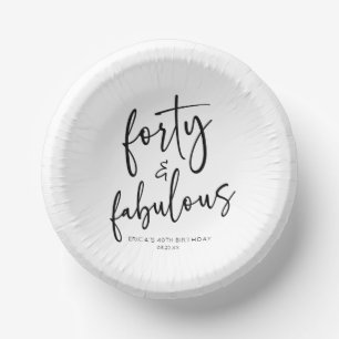 Forty & Fabulous Minimal 40th Birthday Party Paper Plate