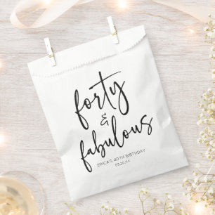 Forty & Fabulous Minimalist 40th Birthday Party Favour Bag