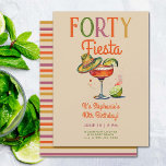 Forty Fiesta Colourful Margarita 40th Birthday Invitation<br><div class="desc">A fun, colourful 40th birthday party invitation template for women with a fiesta theme, featuring a watercolor painting of a margarita glass with a small sombrero on it. A happy design for a 40th birthday invite for a woman on her fortieth birthday celebrating with a cocktails hour birthday, a margaritas...</div>