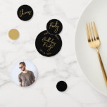 Forty | Gold & Black Modern 40th Birthday Party Confetti<br><div class="desc">Add detail to your special day with this stylish 40th birthday photo table confetti. This design features a chic brush script "Forty",  "Cheers",  "Birthday" in black & gold colour combo. More designs and party supplies are available at my shop BaraBomDesign.</div>
