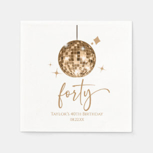 Forty Gold Disco Ball 40th Birthday Party Napkin