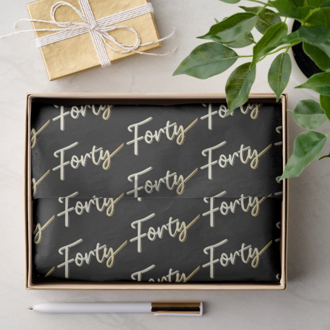 Forty gold on black birthday or annversary tissue paper (Gift)