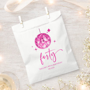 Forty Pink Disco Ball 40th Birthday Party Favour Bag