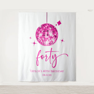 Forty Pink Disco Ball 40th Birthday Party Tapestry