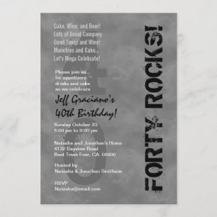 Forty Rocks! 40th Birthday Dark Grey Clouds Invitation