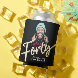 Forty script gold 40th birthday photos can cooler