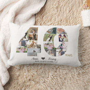 Forty Year Wedding Anniversary Photo  Lumbar Pillow