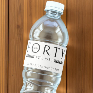 Forty Years 40th Birthday Water Bottle Label