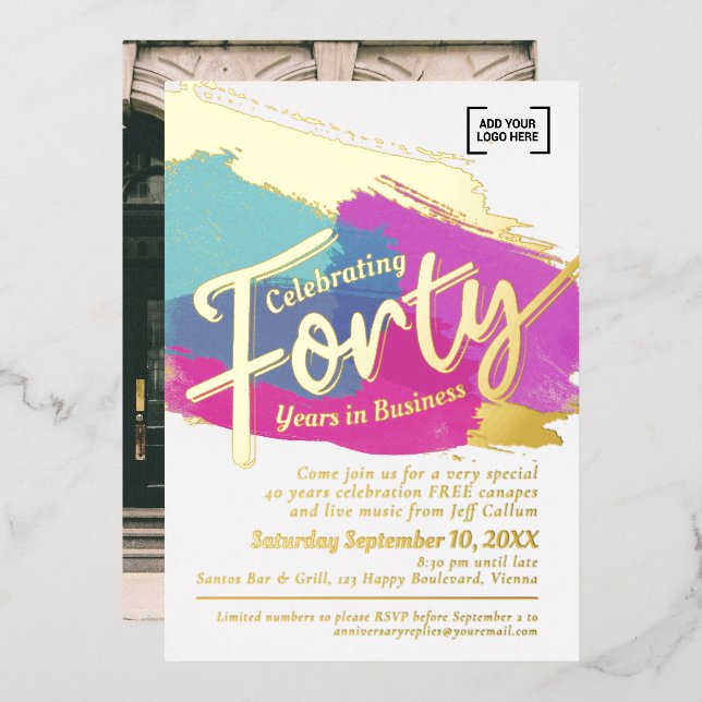 Forty years business anniversary gold art (Front/Back)